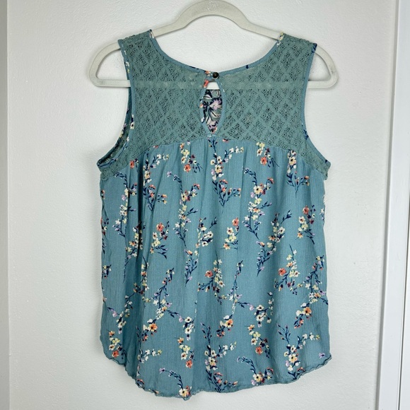 Mason & Belle Stitch Fix XL Lace Boho camisole shirt floral teal sleeveless - Picture 2 of 5